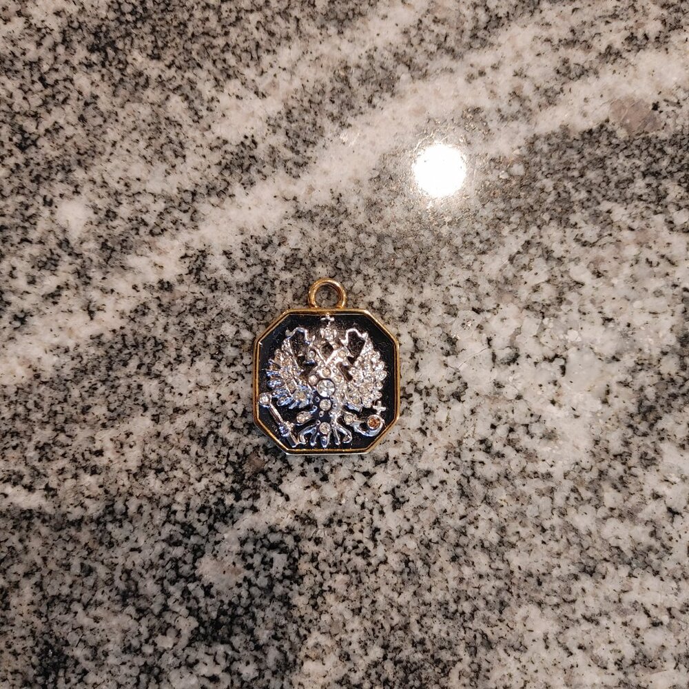 Imperial Eagle Pendant with Stones, Gold-tone (Vintage)